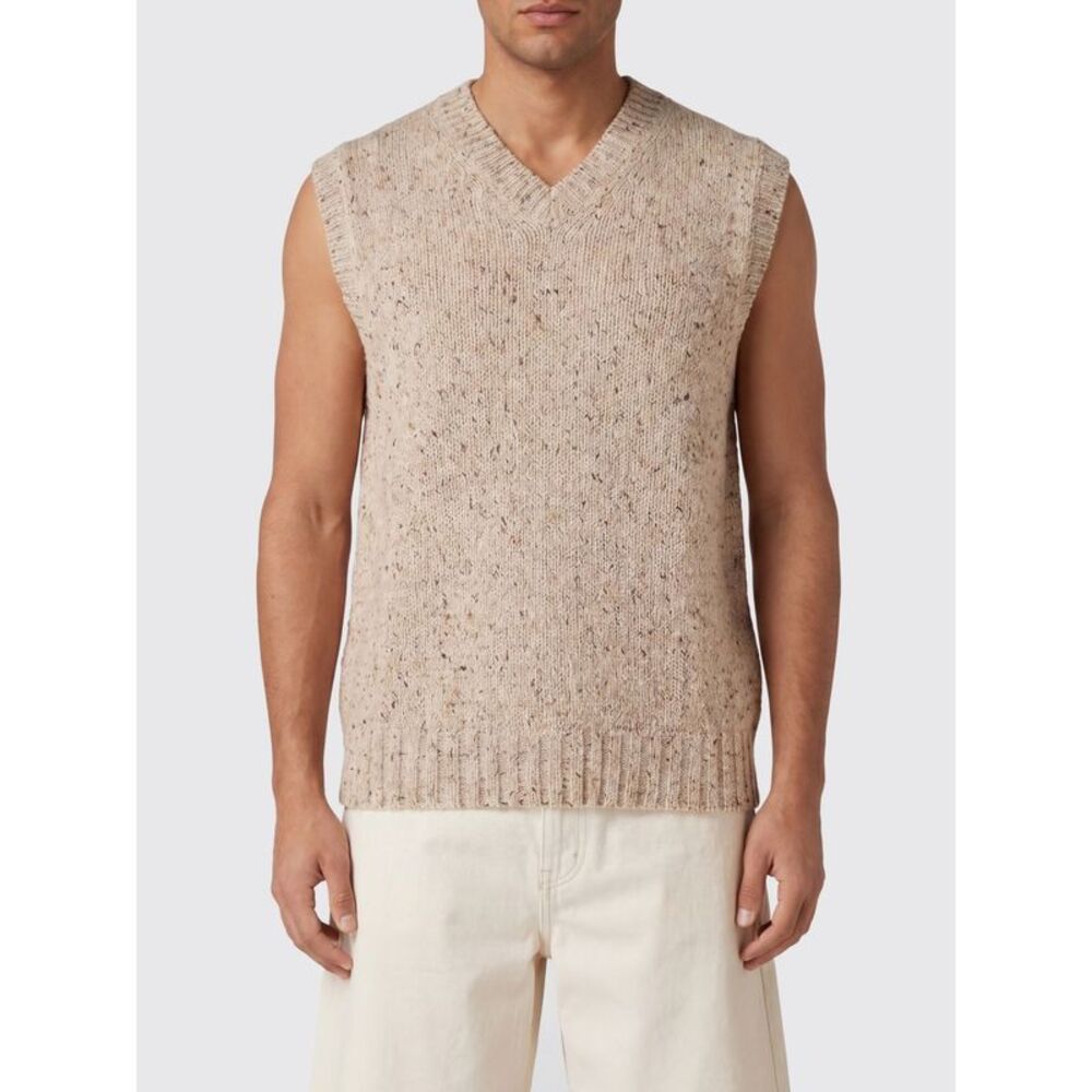 Howlin Men Howlin V-Neck Sweater Vest In Pure Wool With Ribbed Trims